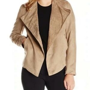 Kut from the Kloth Draped Faux Suede Jacket tan Size Medium